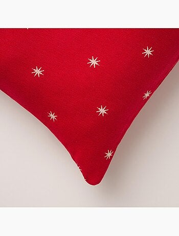 Lot 2 housses de coussin noël étoiles, fil doré, coton - gamusi.