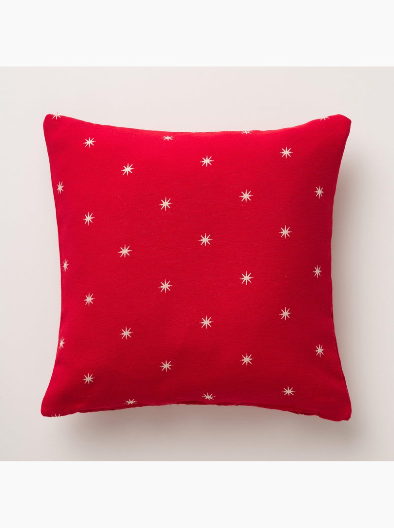 Lot 2 housses de coussin noël étoiles, fil doré, coton - gamusi. Rouge - Kiabi