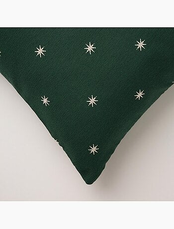 Lot 2 housses de coussin noël étoiles, fil doré, coton - gamusi.