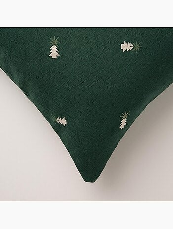 Lot 2 housses de coussin noël sapins, fil doré, coton - gamusi.