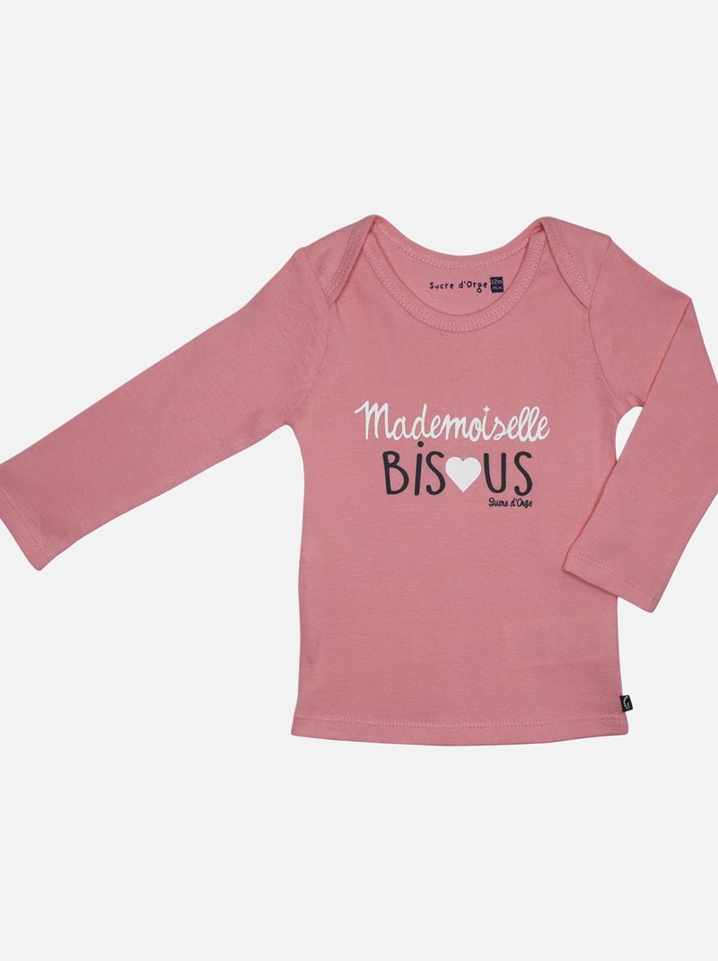 LOT 2 MAILLOTS DE CORPS FILLE FORSALEZIA Blanc Rose - Kiabi