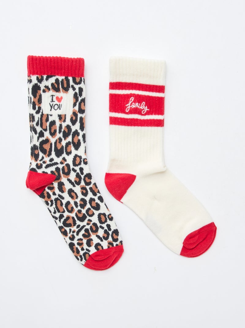 Lot 2 paires de chaussettes   'Agathe Sorlet x Kiabi' - Saint-Valentin Blanc/rouge - Kiabi