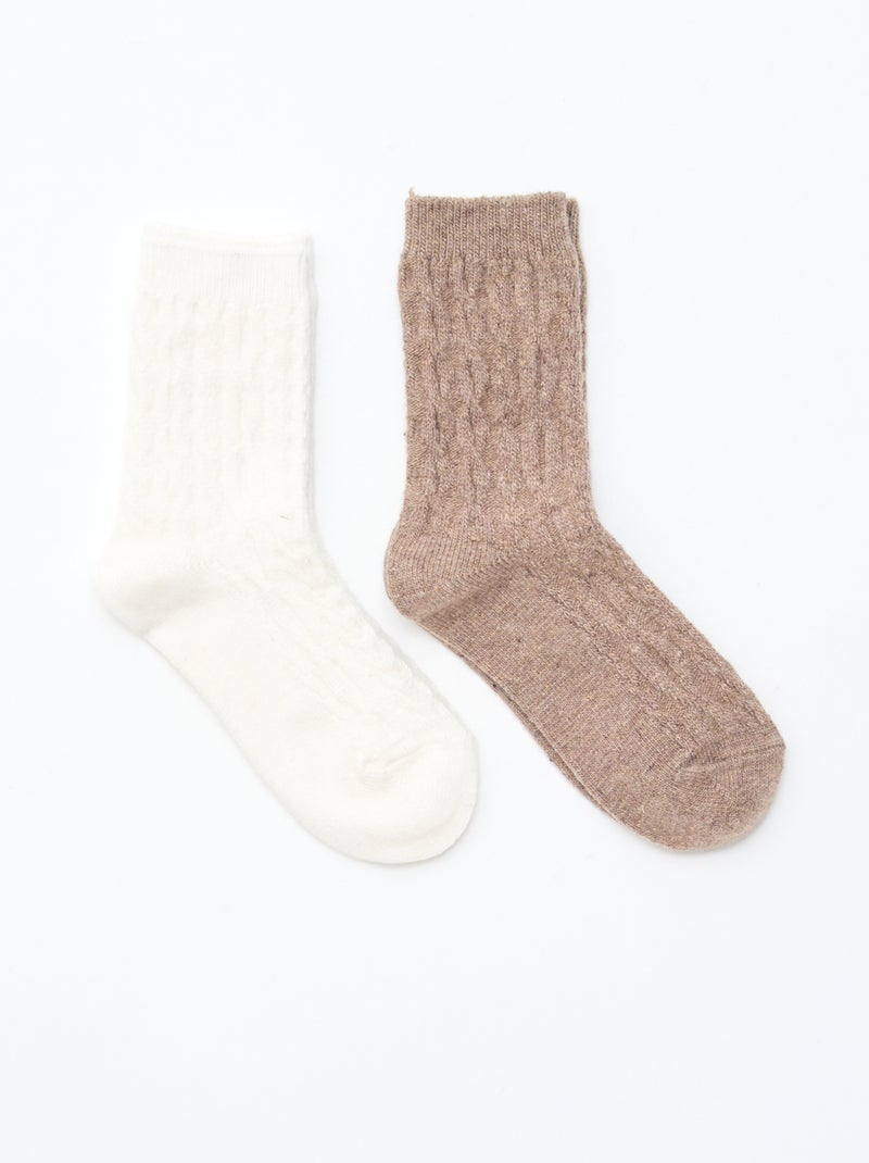 Lot 2 paires de chaussettes chaudes Beige - Kiabi