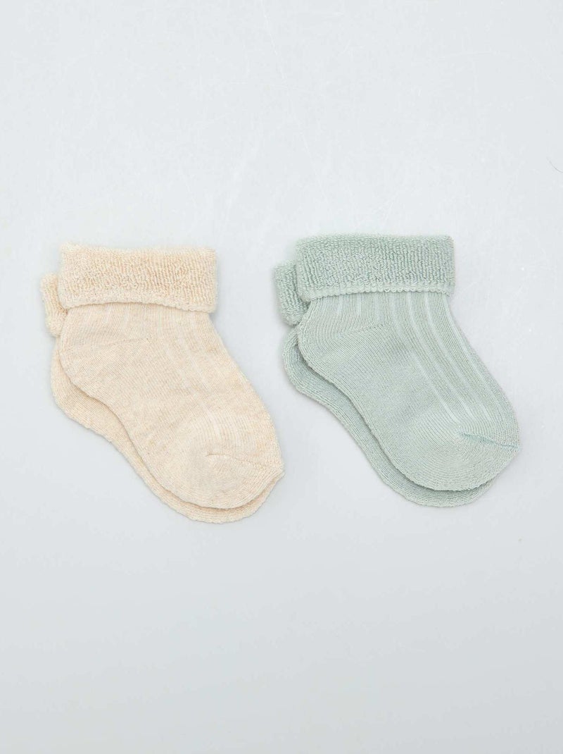 Lot 2 paires de chaussettes en maille bouclette Beige/bleu - Kiabi