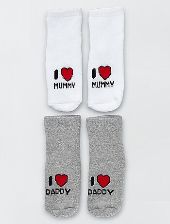 Product Couleur : love, , ,, - Taille : 19/22, 17/18, 14,15/16,Habillement Bébé / Garçon 0-36 mois / Chaussettes, collants / Chaussettes bébé Love ! Le lot de 2 paires de chaussettes, coloris et motifs assortis. KIABI