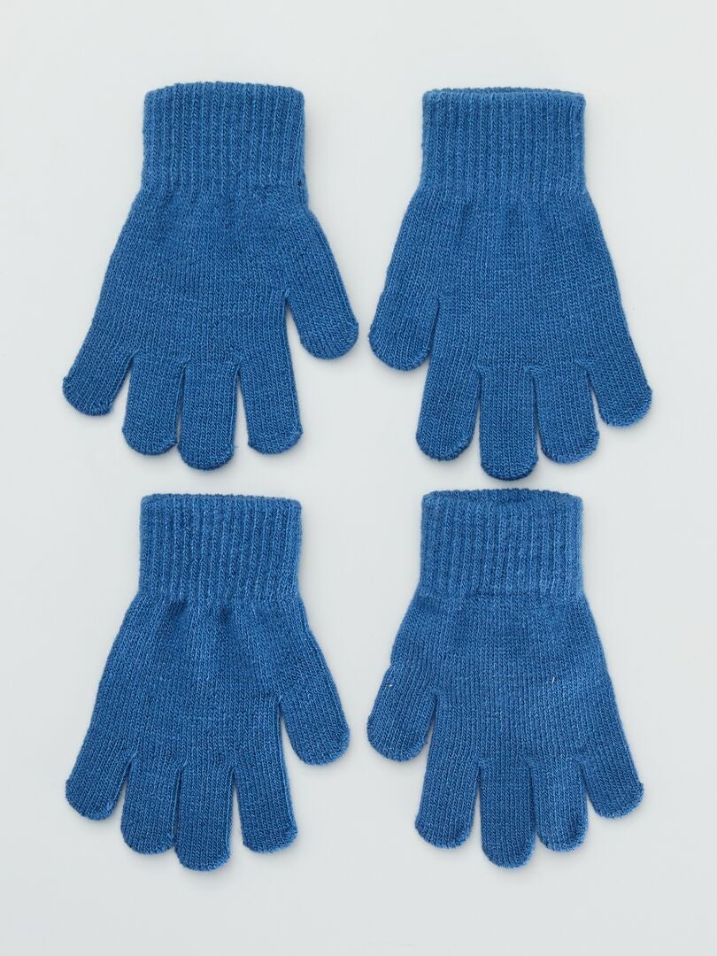 Lot 2 paires de gants unis Bleu marine - Kiabi