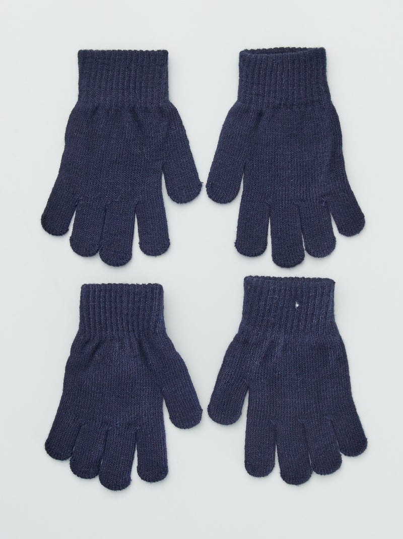 Lot 2 paires de gants unis bleu marine - Kiabi