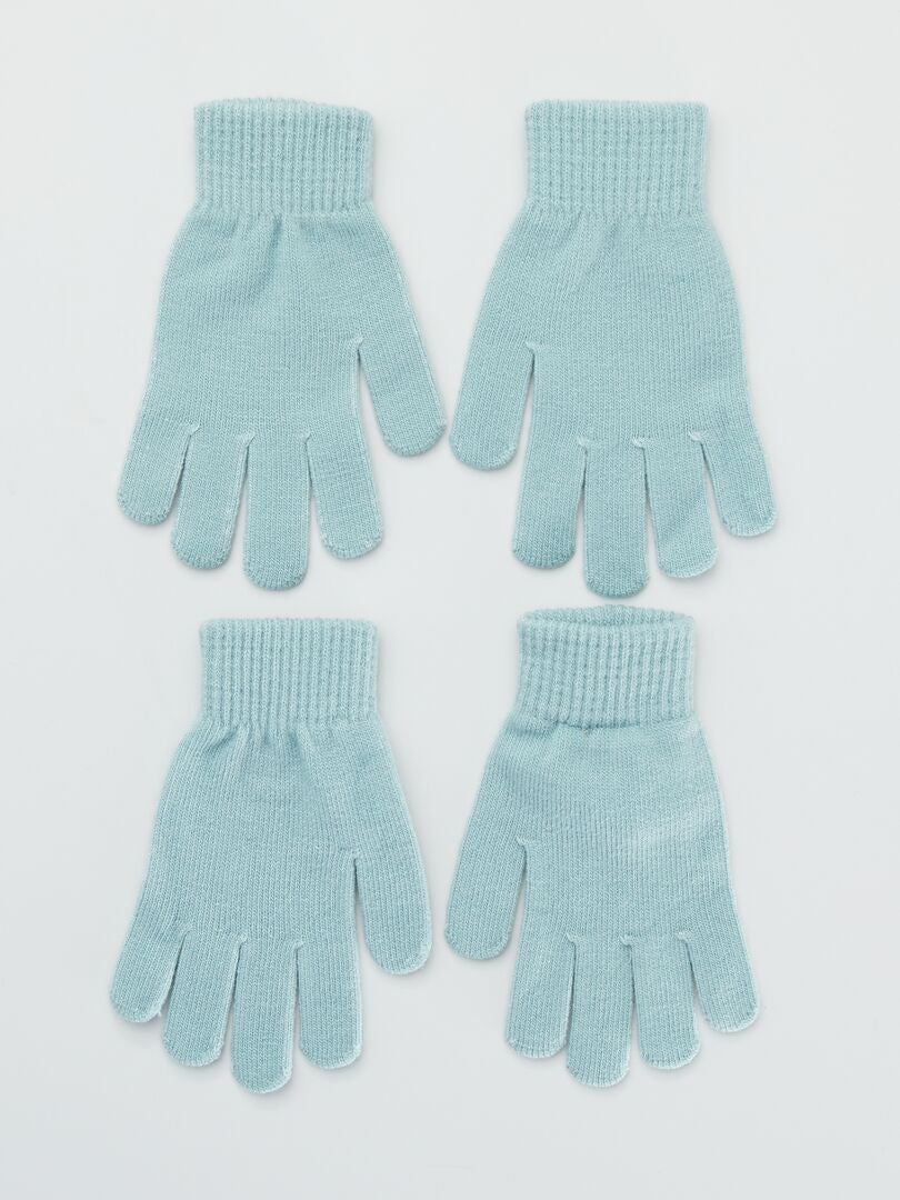 Lot 2 paires de gants unis bleu - Kiabi