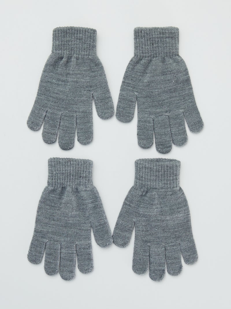 Lot 2 paires de gants unis gris - Kiabi