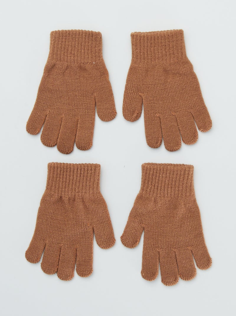 Lot 2 paires de gants unis Marron - Kiabi