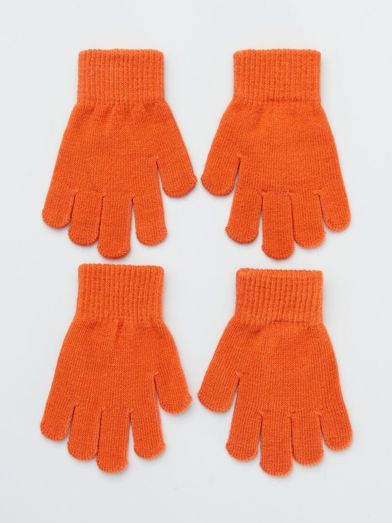 Lot 2 paires de gants unis ORANGE - Kiabi