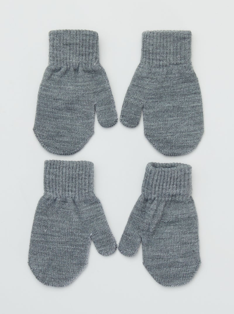 Lot 2 paires de moufles unies gris - Kiabi