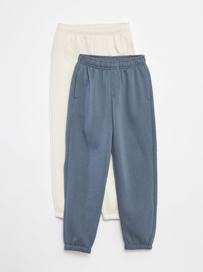 Lot 2 pantalons joggings en molleton Beige/bleu - Kiabi