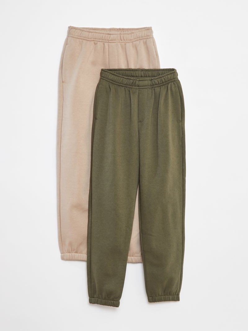 Lot 2 pantalons joggings en molleton Kaki - Kiabi