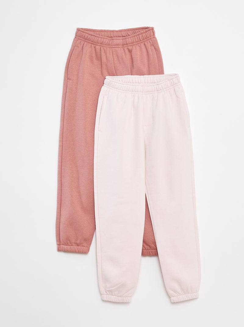 Lot 2 pantalons joggings en molleton Rose - Kiabi