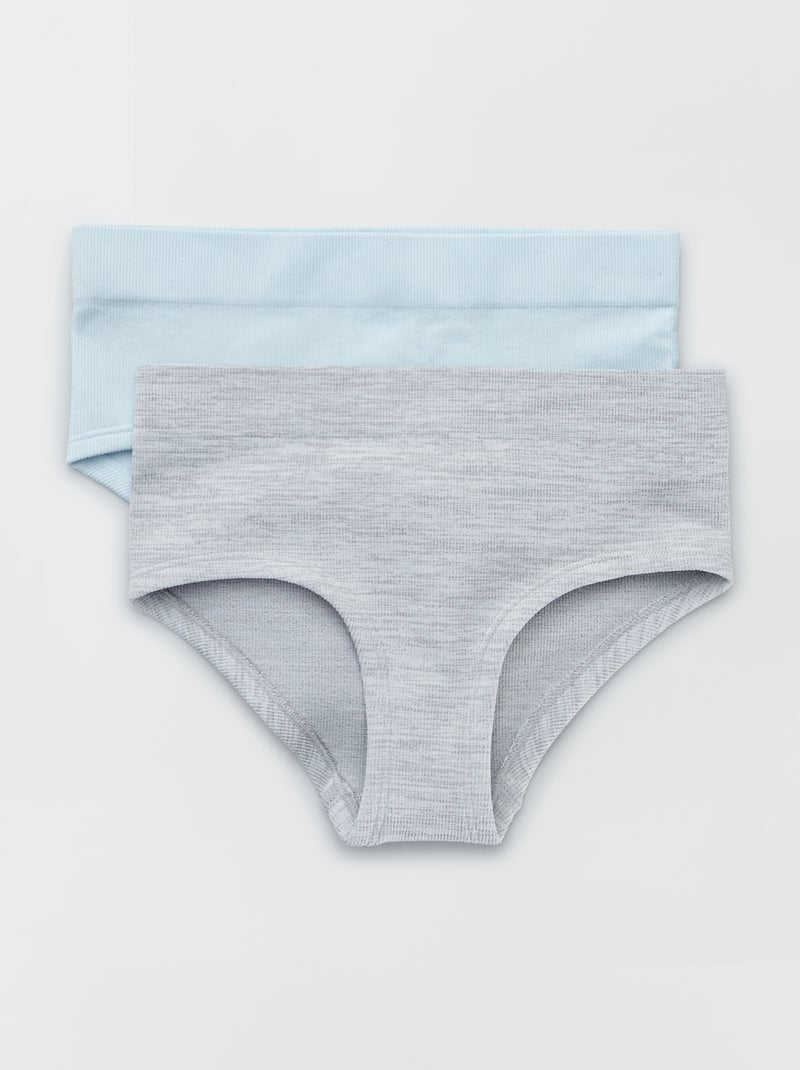 Lot 2 shortys en rib Bleu/gris - Kiabi