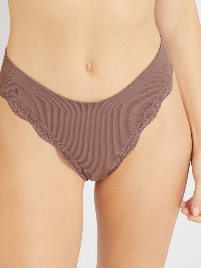 Lot 2 tangas sans coutures rose marron/marron - Kiabi