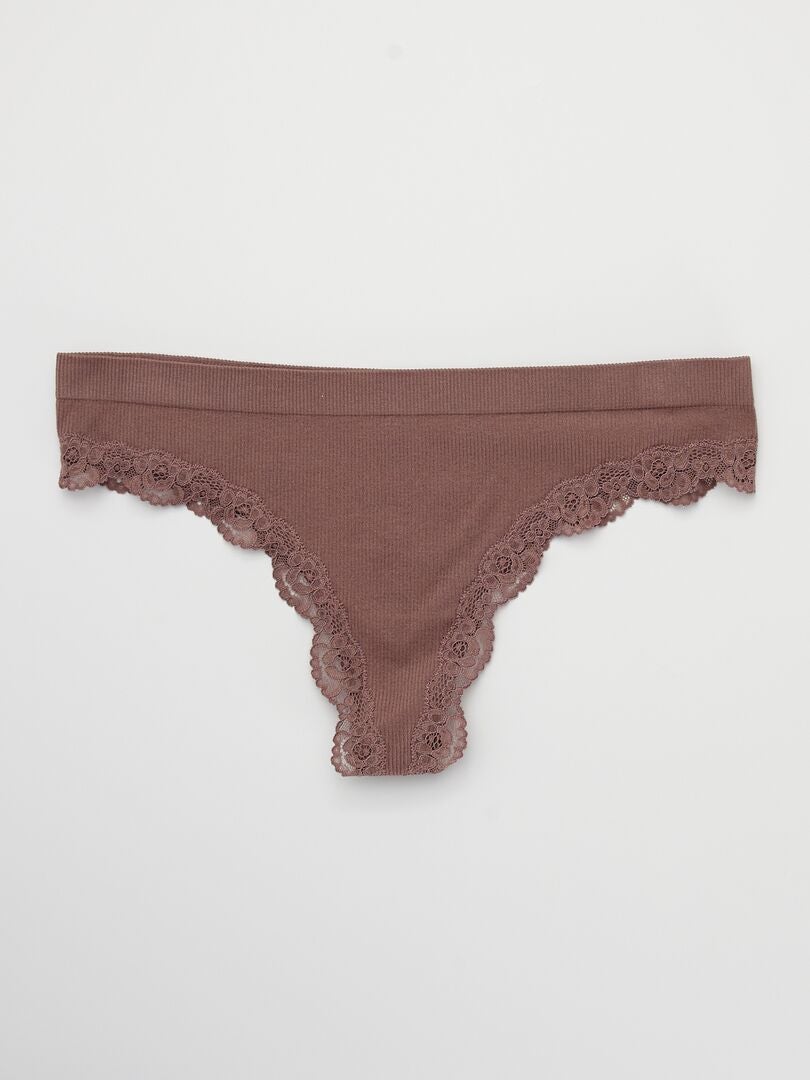 Lot 2 tangas sans coutures rose marron/marron - Kiabi