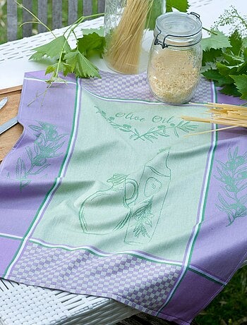 LOT 2 TORCHONS OLIVE OIL VIOLET