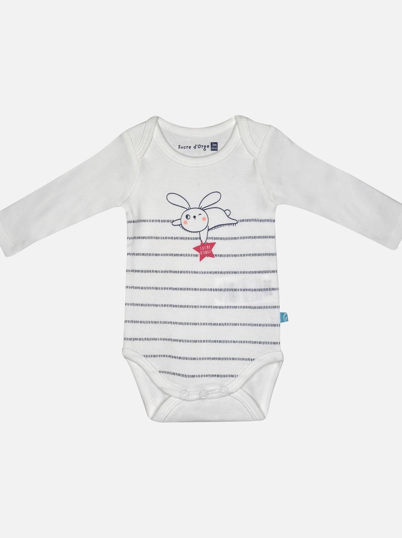 LOT 3 BODIES BEBE FILAIRE COTON BIO Blanc - Kiabi