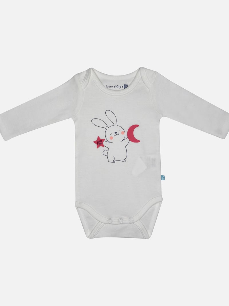 LOT 3 BODIES BEBE FILAIRE COTON BIO Blanc - Kiabi
