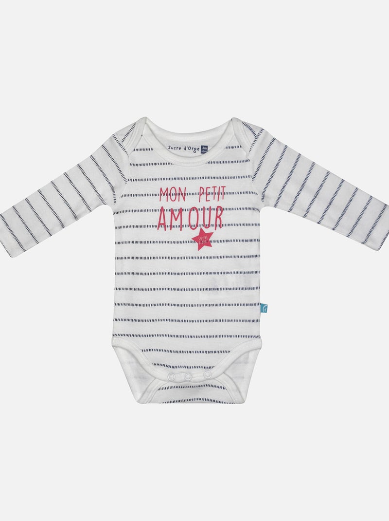 LOT 3 BODIES BEBE FILAIRE COTON BIO Blanc - Kiabi
