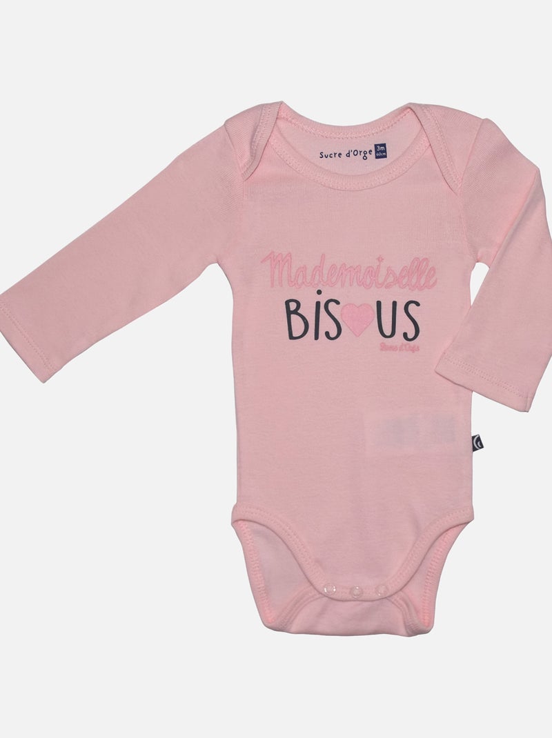 LOT 3 BODIES BEBE FILLE FAYE Rose - Kiabi