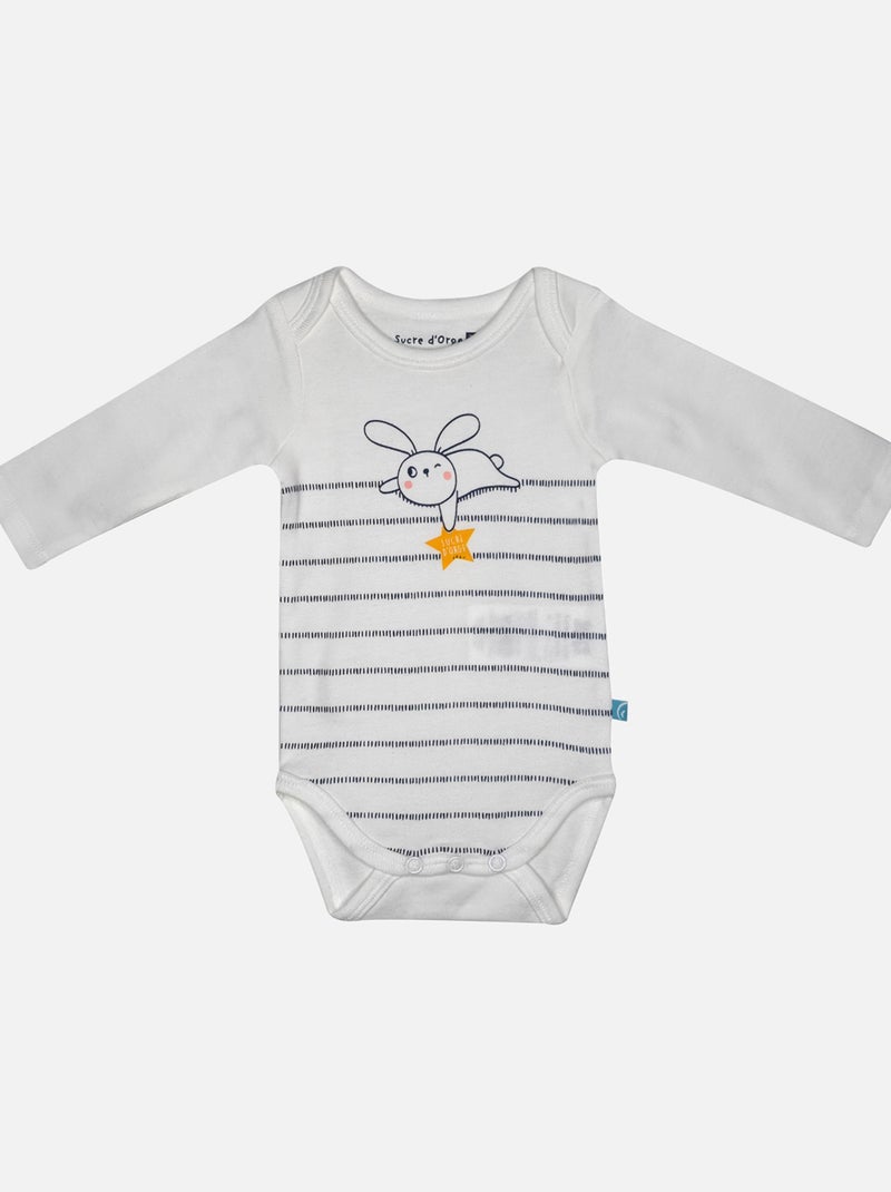 LOT 3 BODIES BEBE FIRMANIO COTON BIO Bleu - Kiabi