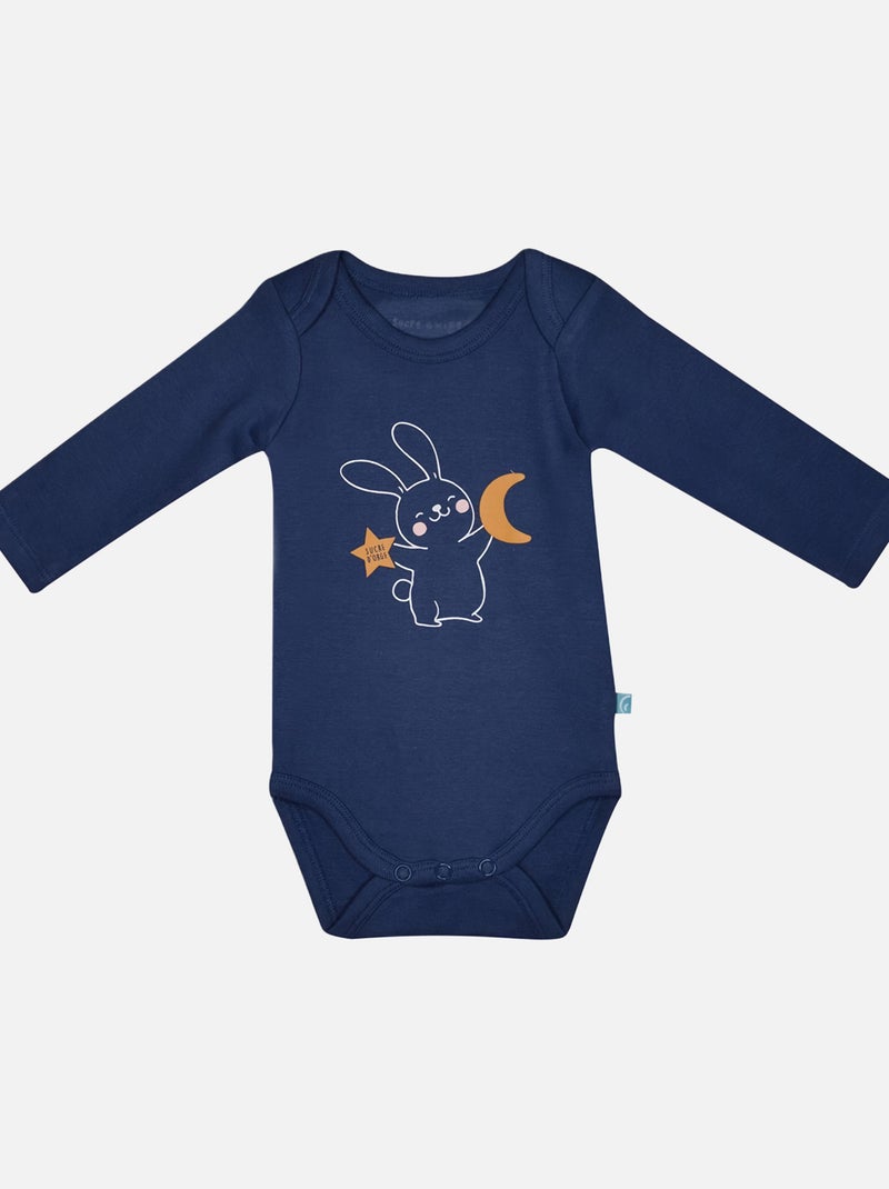 LOT 3 BODIES BEBE FIRMANIO COTON BIO Bleu - Kiabi