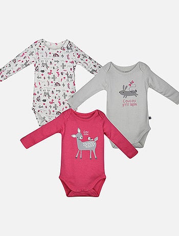LOT 3 BODIES BEBE MANCHES LONGUES FLORINE
