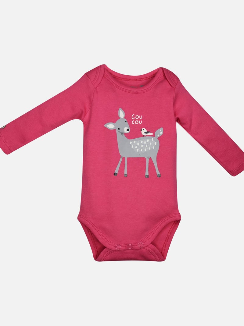 LOT 3 BODIES BEBE MANCHES LONGUES FLORINE Rose - Kiabi
