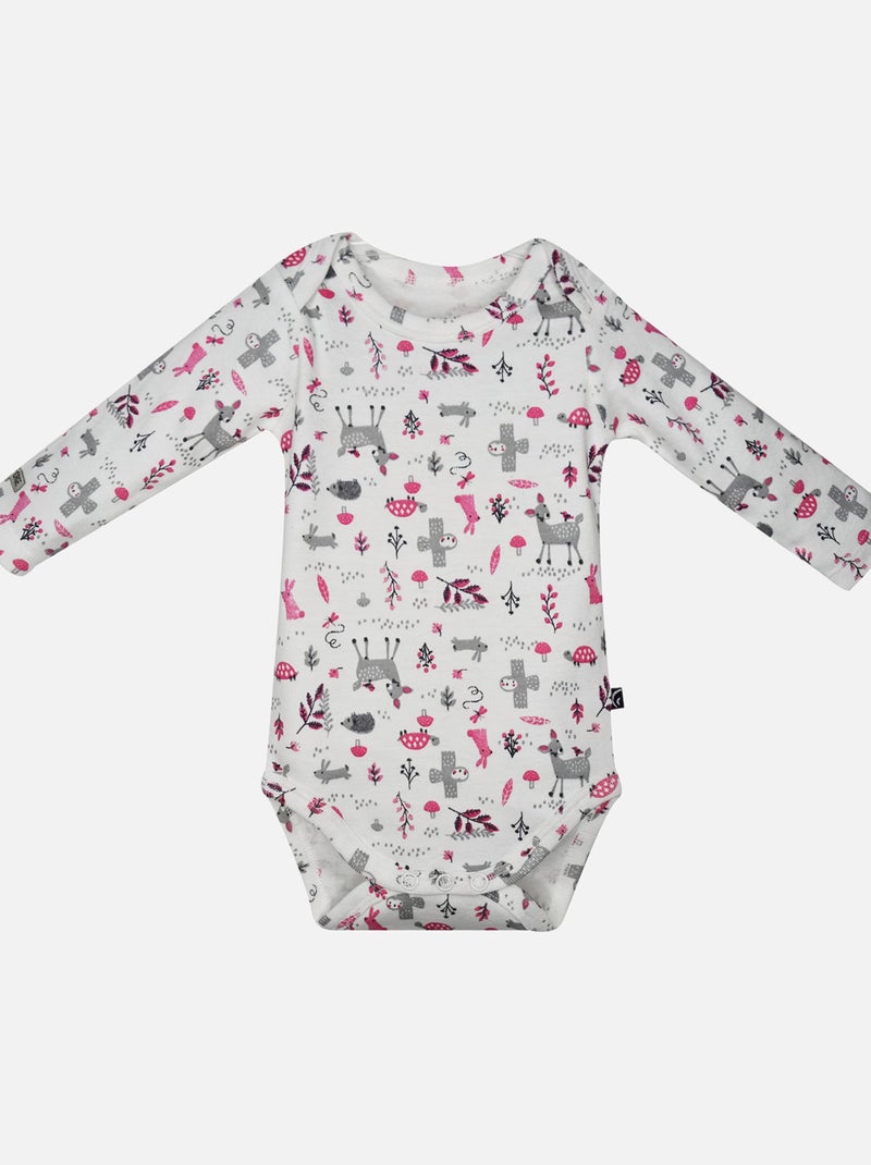 LOT 3 BODIES BEBE MANCHES LONGUES FLORINE Rose - Kiabi