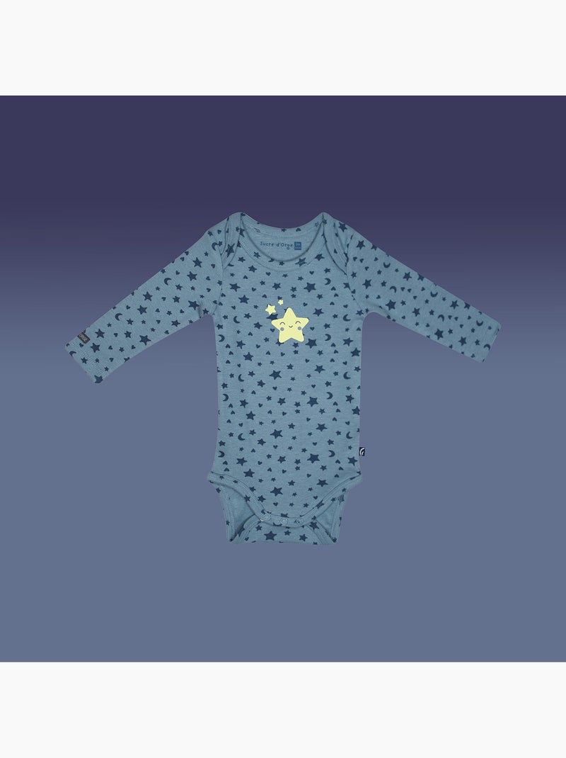 Lot 3 bodies Rudolf print phosphorescent Bleu - Kiabi