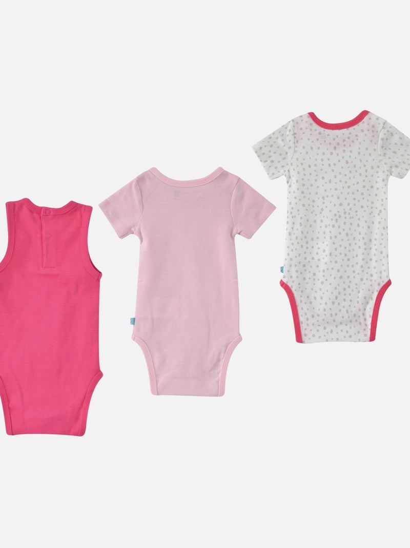 LOT 3 BODY COTON BIO ELMA Rose - Kiabi