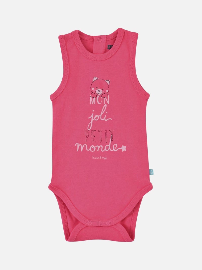 LOT 3 BODY COTON BIO ELMA Rose - Kiabi