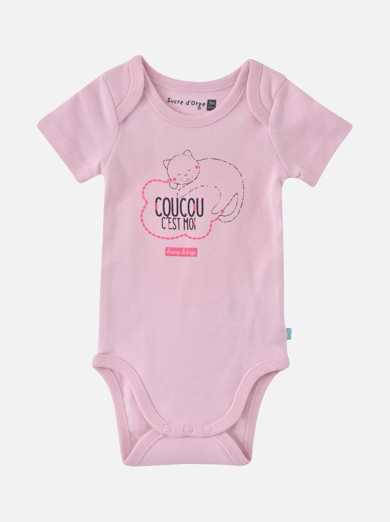 LOT 3 BODY COTON BIO ELMA Rose - Kiabi