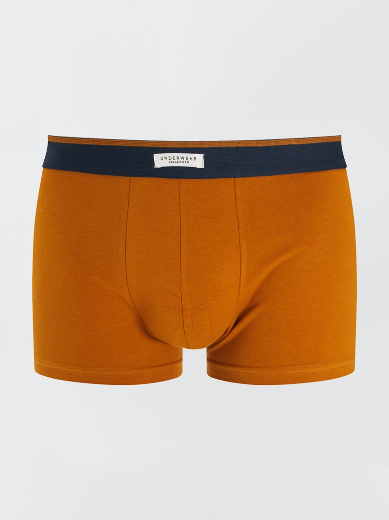 Lot 3 boxers stretch Moutarde/marine - Kiabi