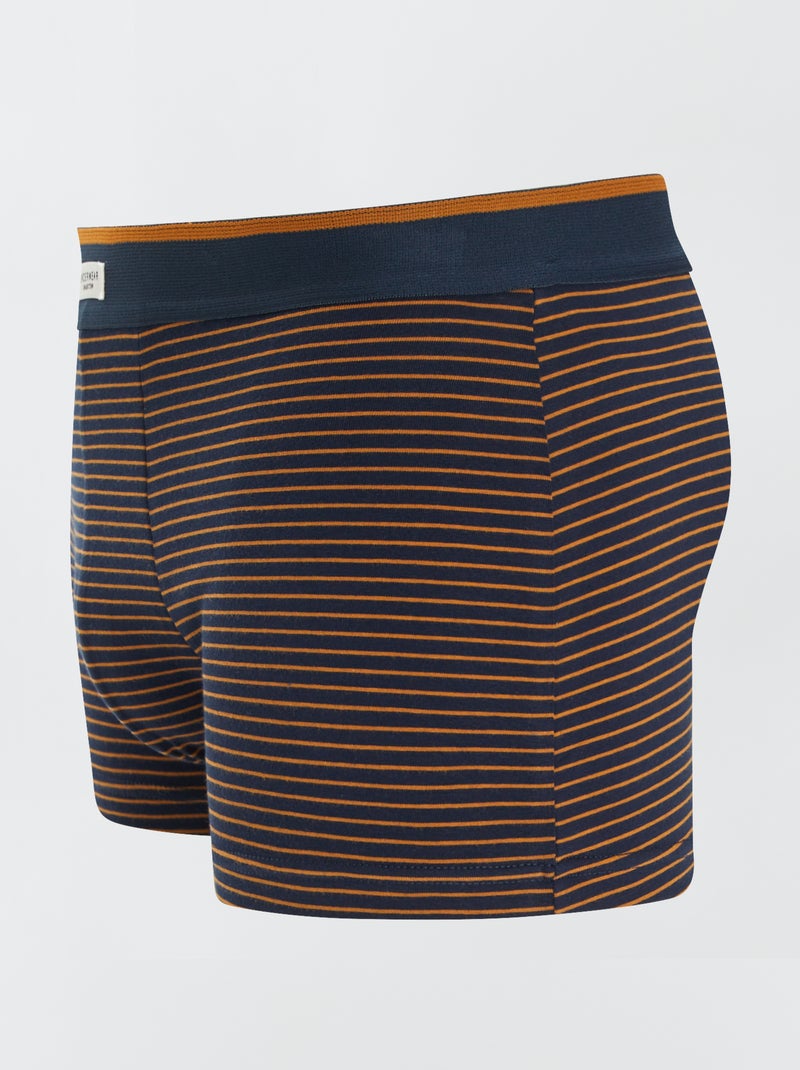 Lot 3 boxers stretch Moutarde/marine - Kiabi