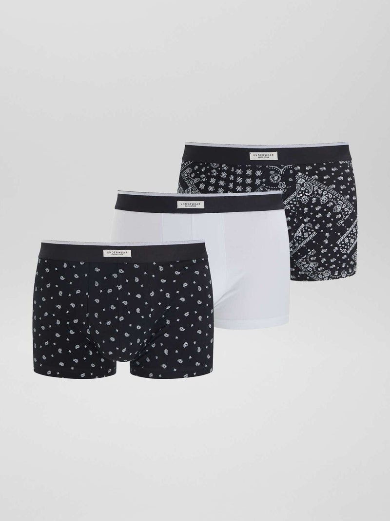 Lot 3 boxers stretch Noir/gris - Kiabi