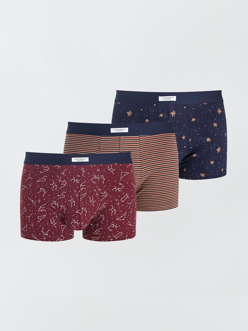 Lot 3 boxers stretch Rouge/jaune /bleu - Kiabi