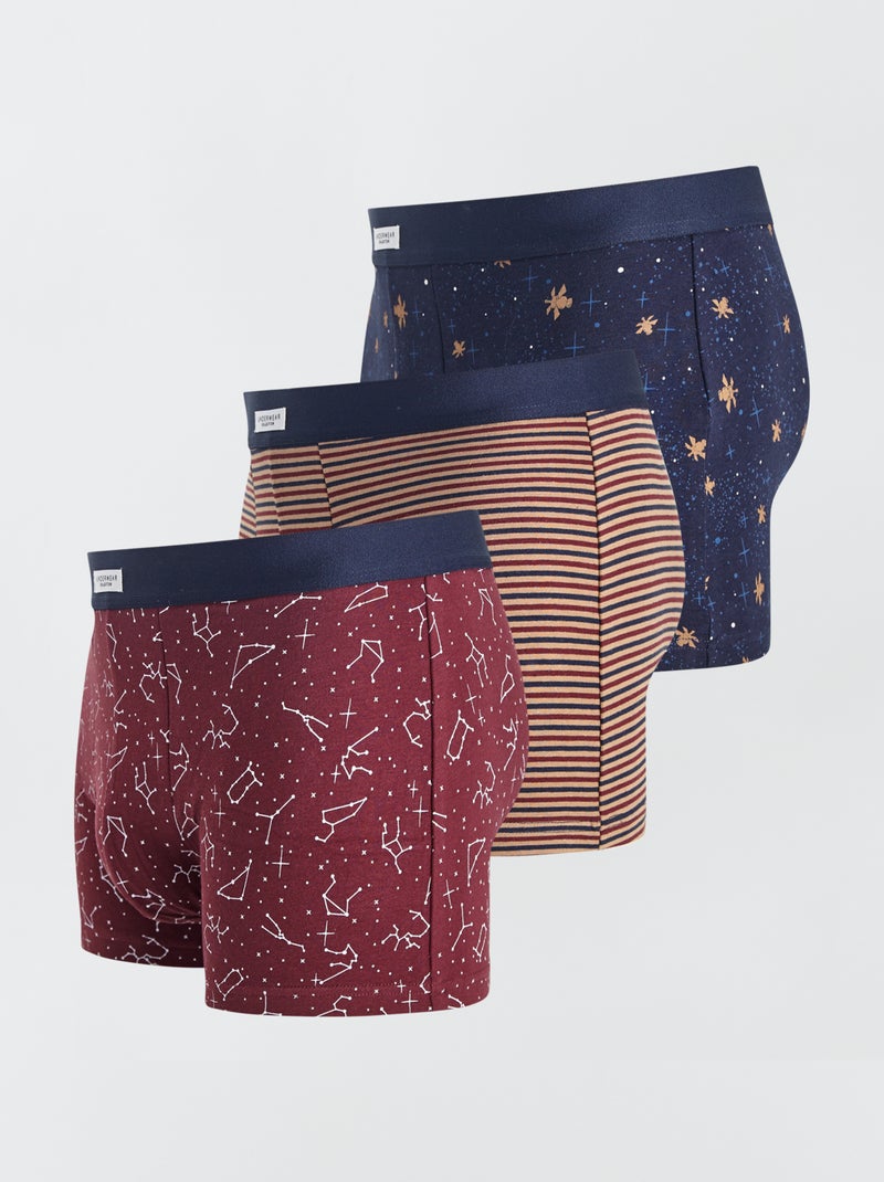 Lot 3 boxers stretch Rouge/jaune /bleu - Kiabi