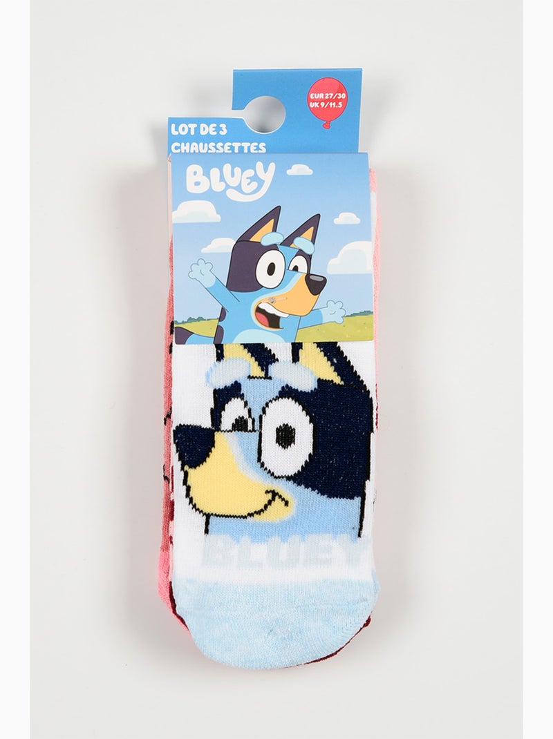 Lot 3 Chaussettes Basses Bluey   | Licence Officielle Blanc - Kiabi