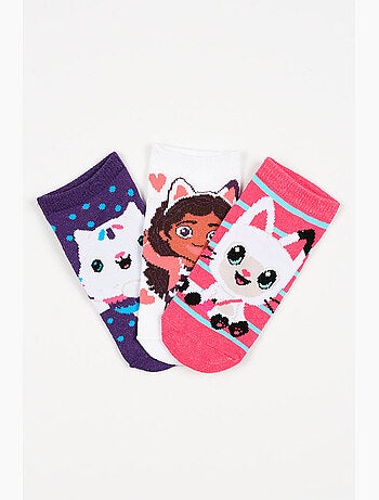 Lot 3 Chaussettes Basses Gabby's Dollhouse Multicolore | Licence Officielle