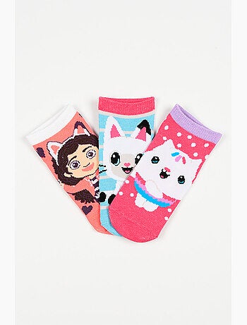 Lot 3 Chaussettes Basses Gabby's Dollhouse Multicolore | Licence Officielle