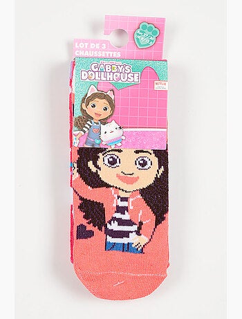 Lot 3 Chaussettes Basses Gabby's Dollhouse Multicolore | Licence Officielle