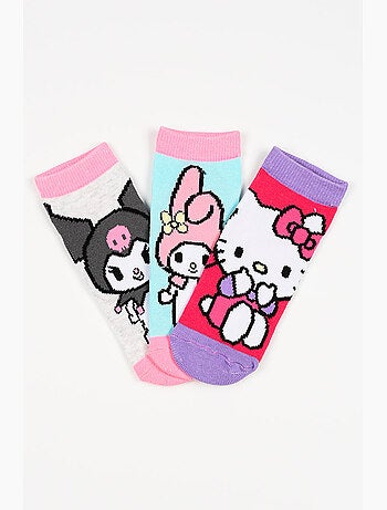 Lot 3 Chaussettes Basses Hello Kitty Multicolore | Licence Officielle