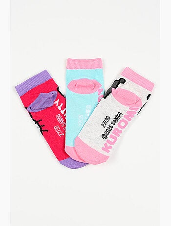 Lot 3 Chaussettes Basses Hello Kitty Multicolore | Licence Officielle