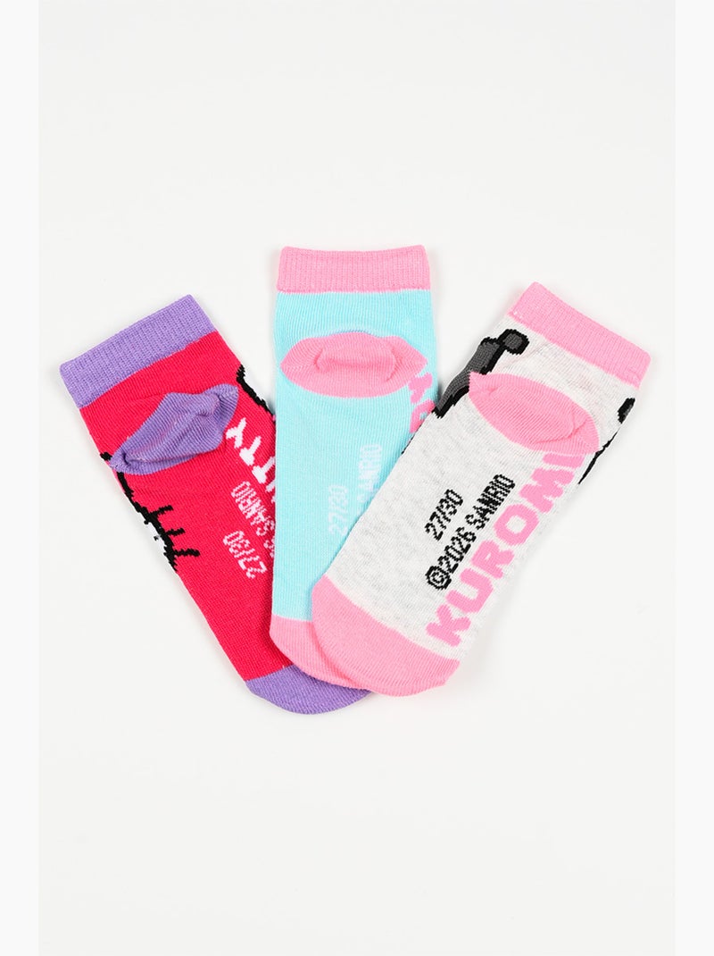 Lot 3 Chaussettes Basses Hello Kitty Multicolore | Licence Officielle Blanc/Rose pastel/Transparent - Kiabi