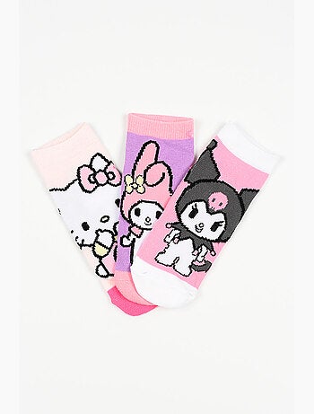 Lot 3 Chaussettes Basses Hello Kitty Multicolore | Licence Officielle
