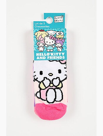 Lot 3 Chaussettes Basses Hello Kitty Multicolore | Licence Officielle